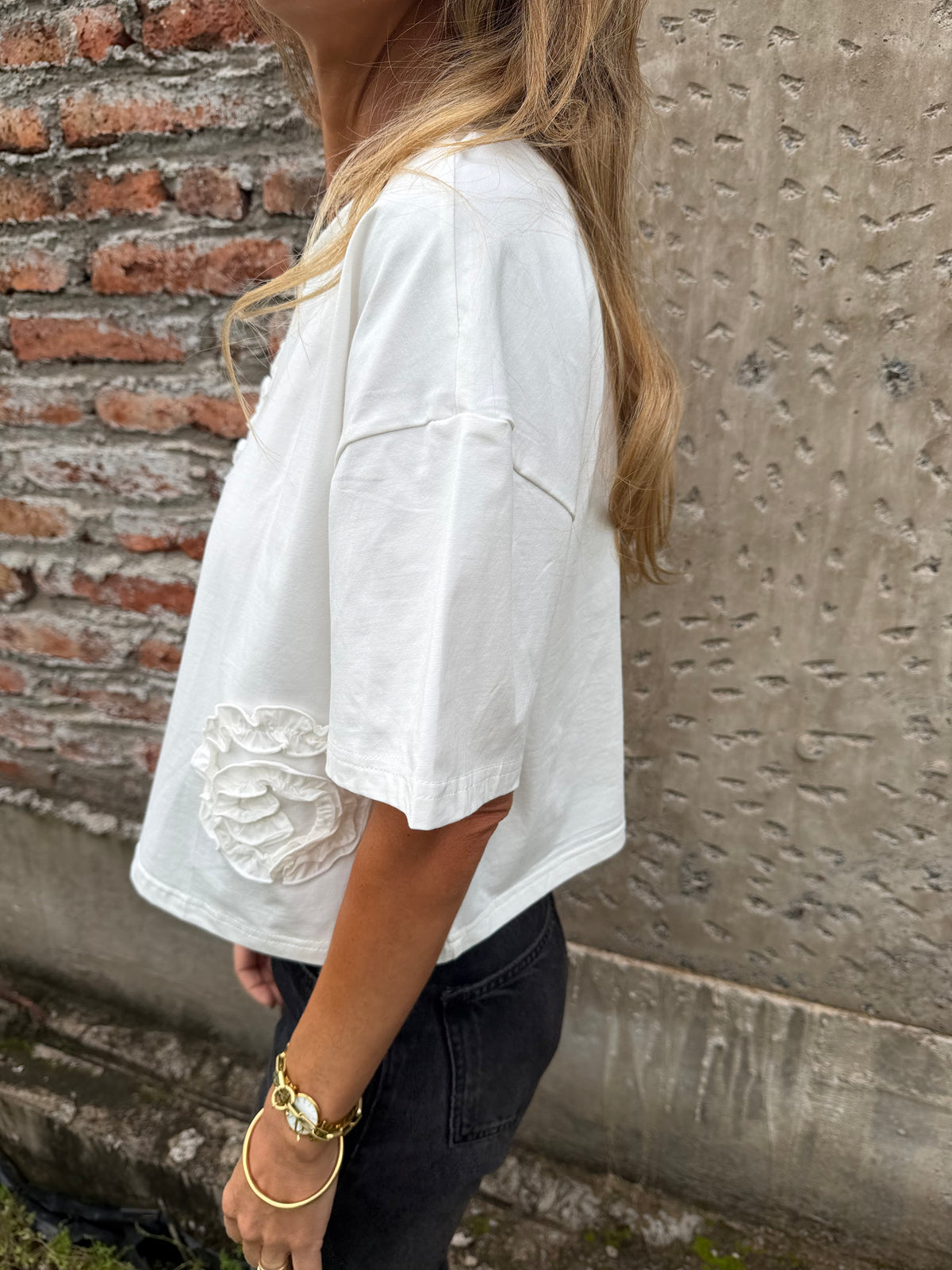 Polera las flores blanca