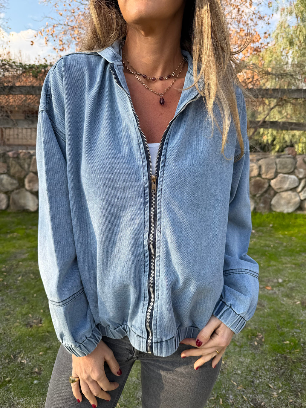 Bomber bluejean celeste