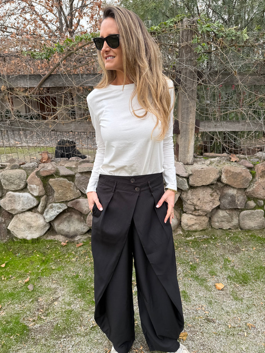 Pantalón sastre doble botón barrel negro