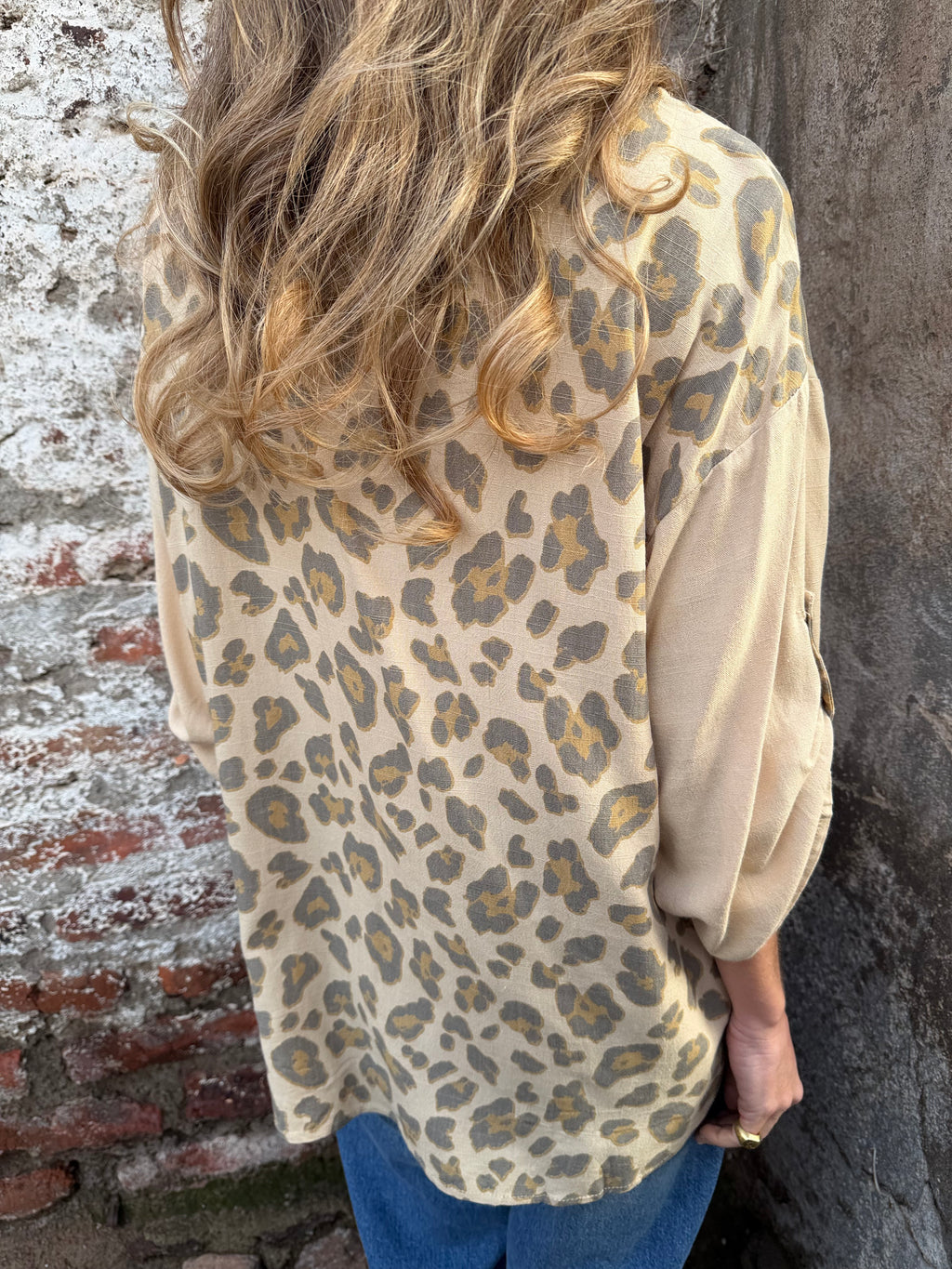 Blusón print franja camel