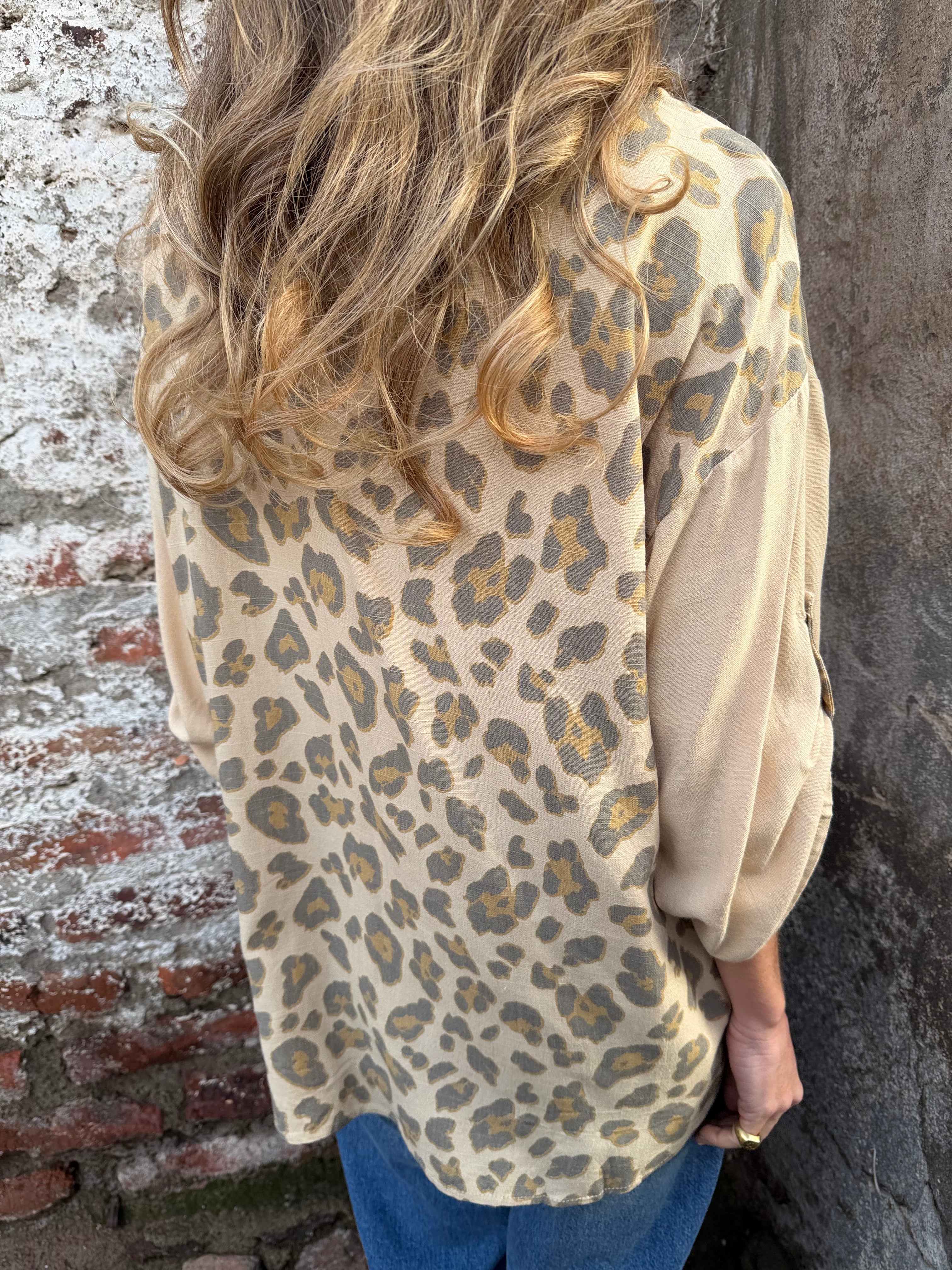 Blusón print franja camel
