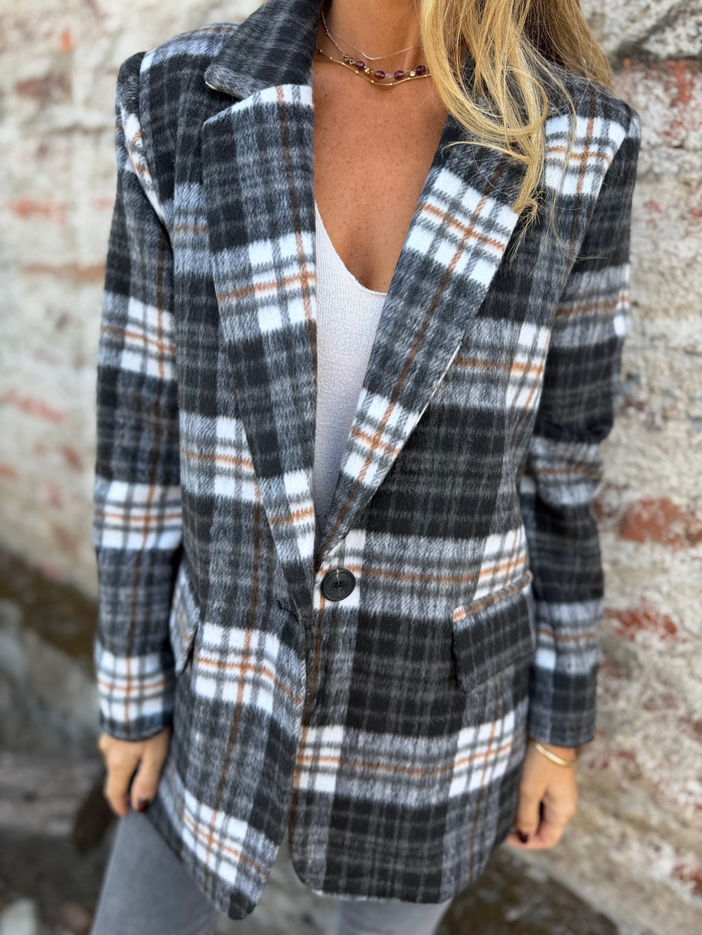 Blazer paño escoces negra