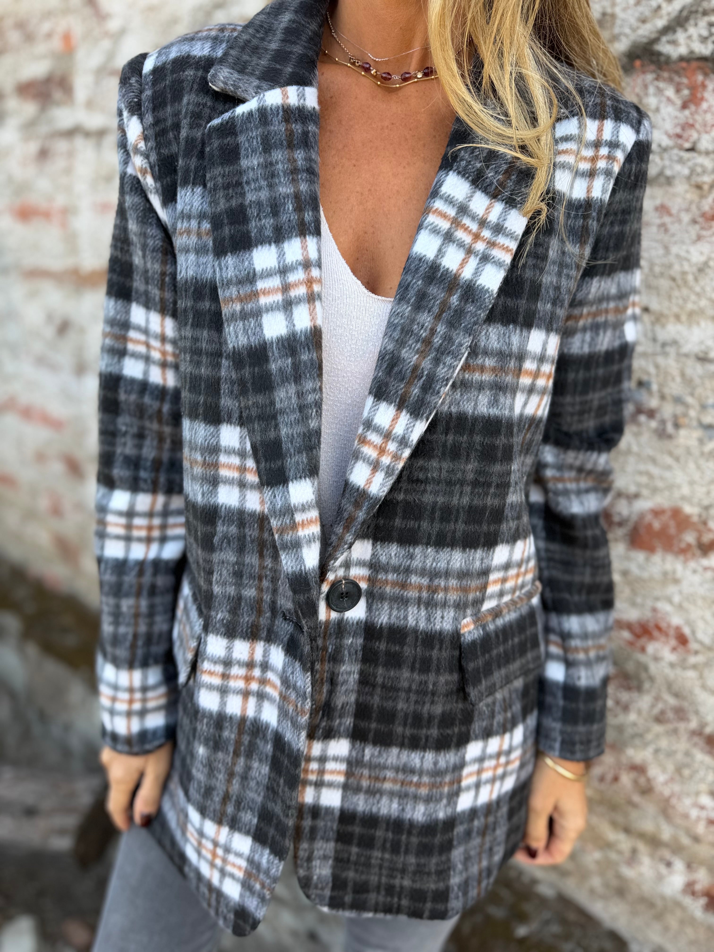 Blazer paño escoces negra