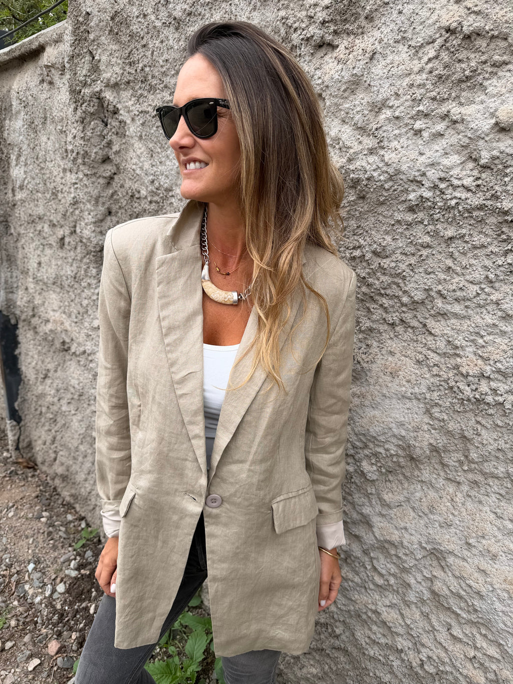 Blazer 100% lino perfecto beige