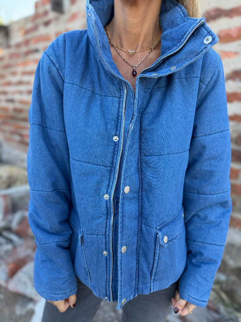 Puffa botones bluejean azul