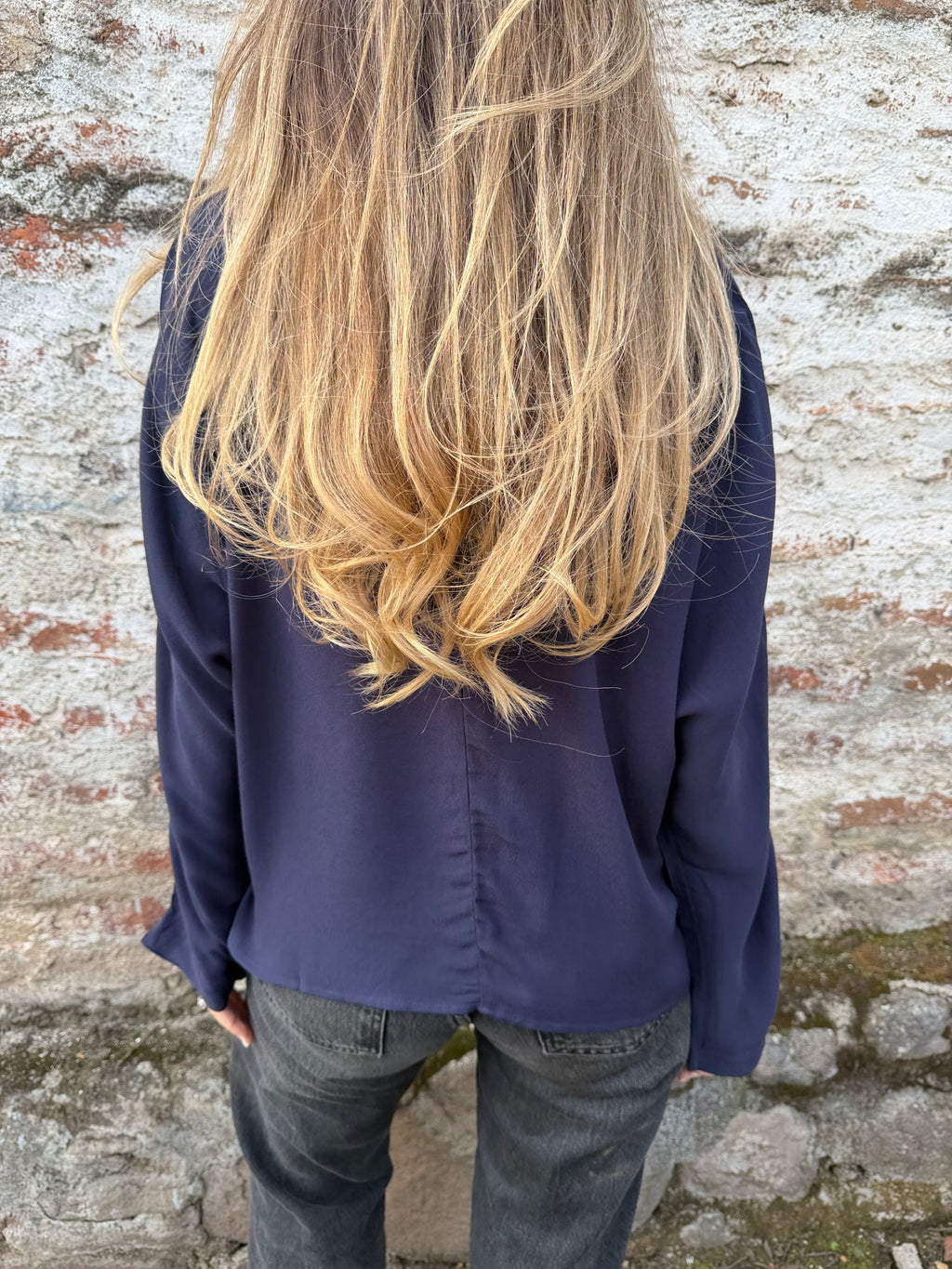 Blusa abotonada azul