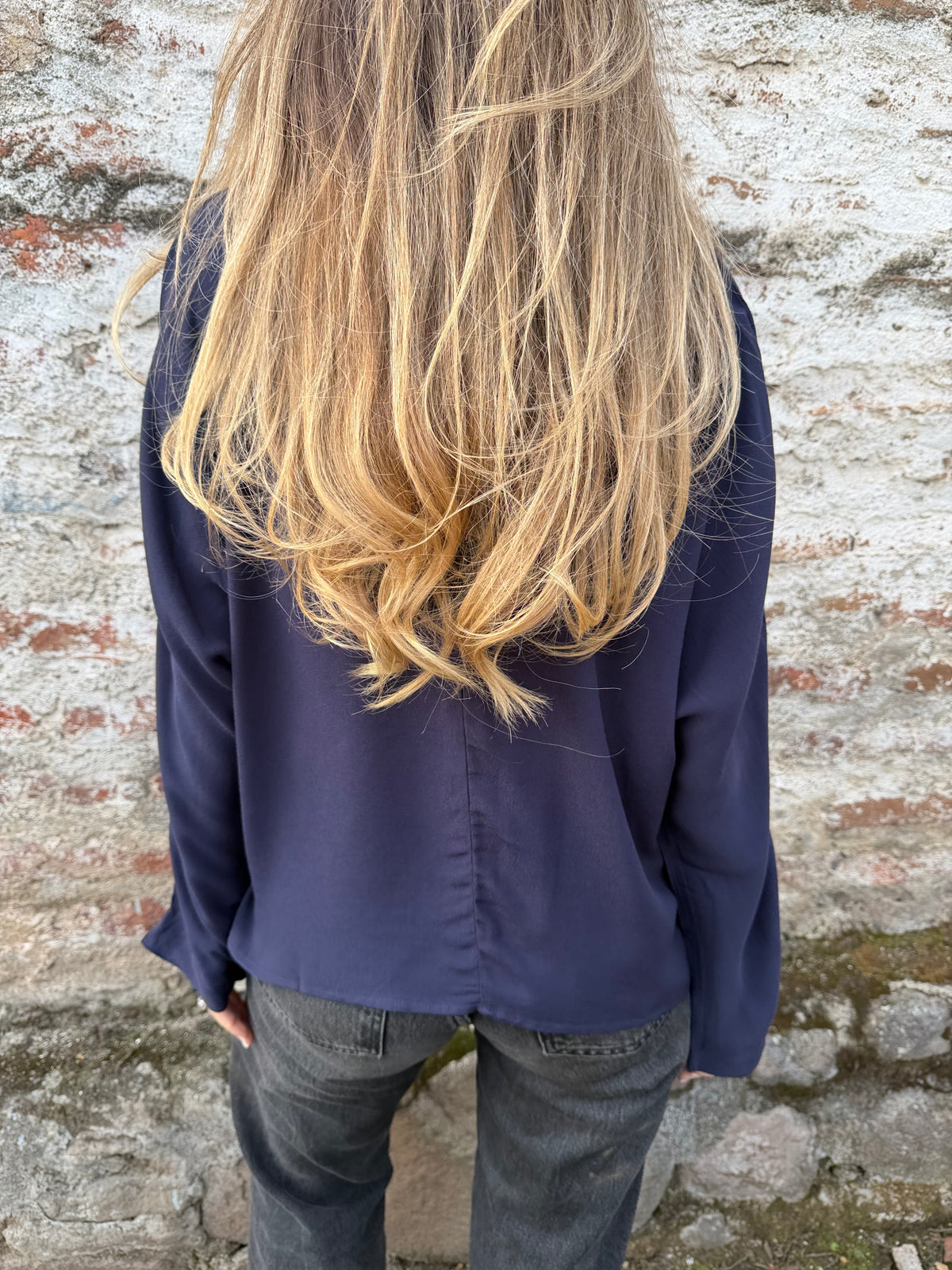 Blusa abotonada azul