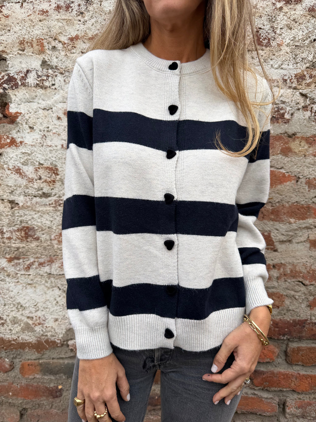 Chaleco navy botones terciopelo blanco