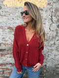 Chaleco lana colores botones dorados rojo italiano