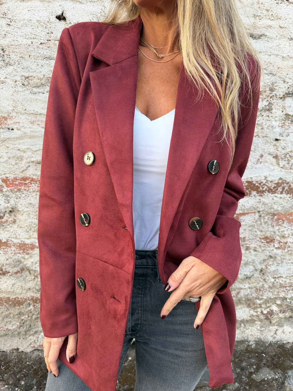 Blazer efecto gamuza increíble burdeo