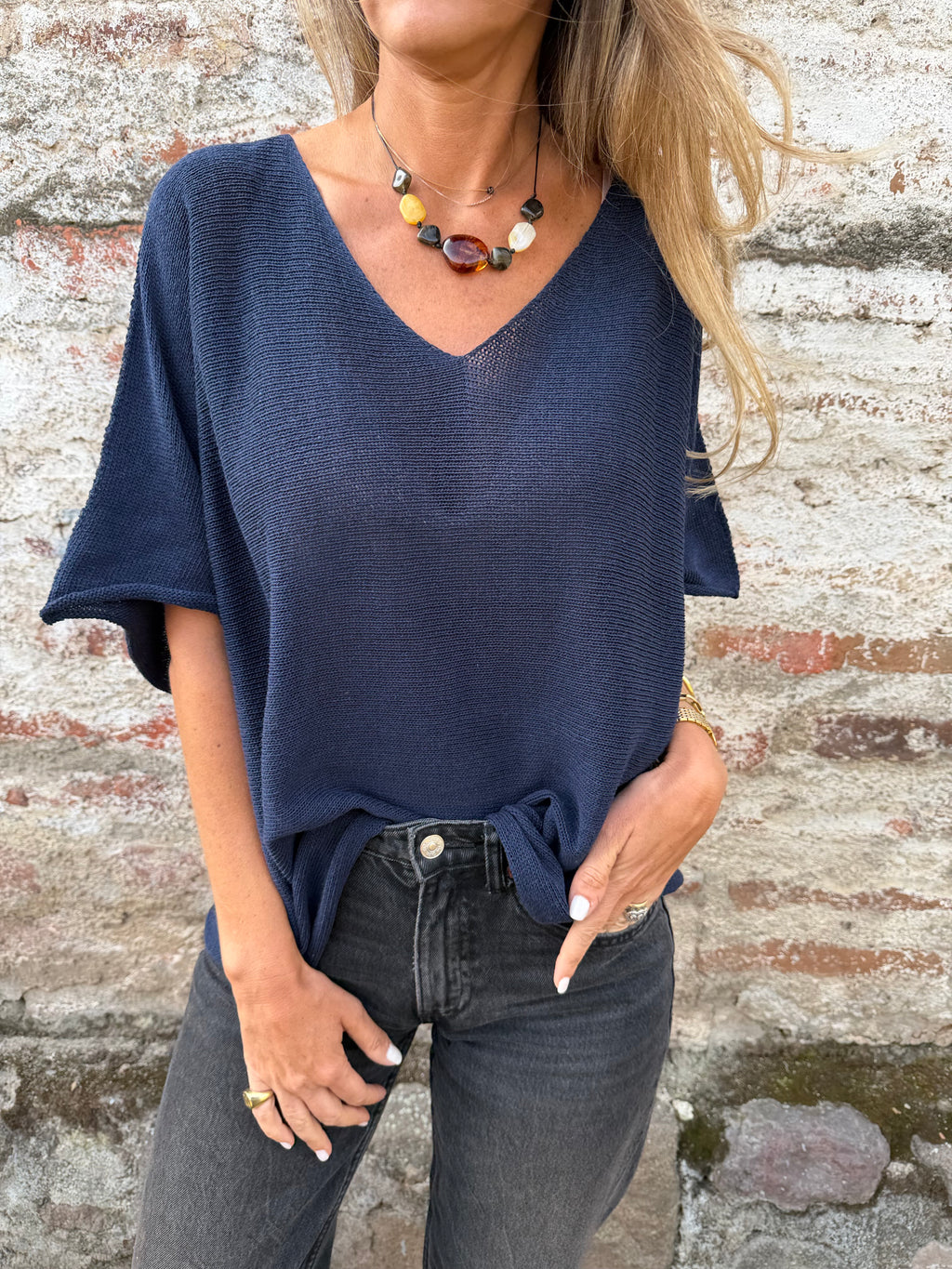 Polera/ chaleco tejida perfecta azul