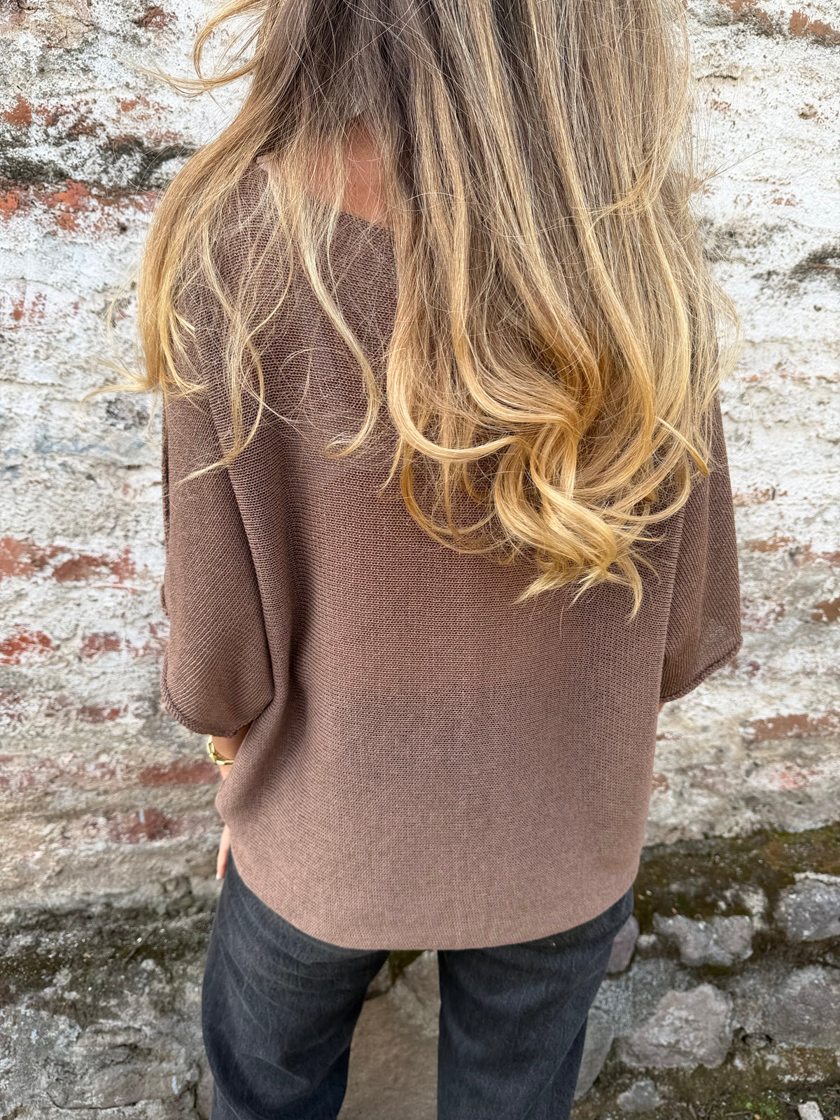Polera/ chaleco tejida perfecta café oscuro
