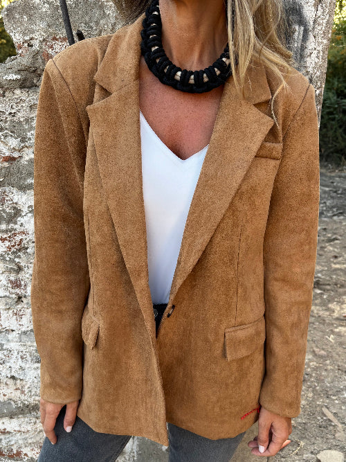 Blazer efecto gamuza camel