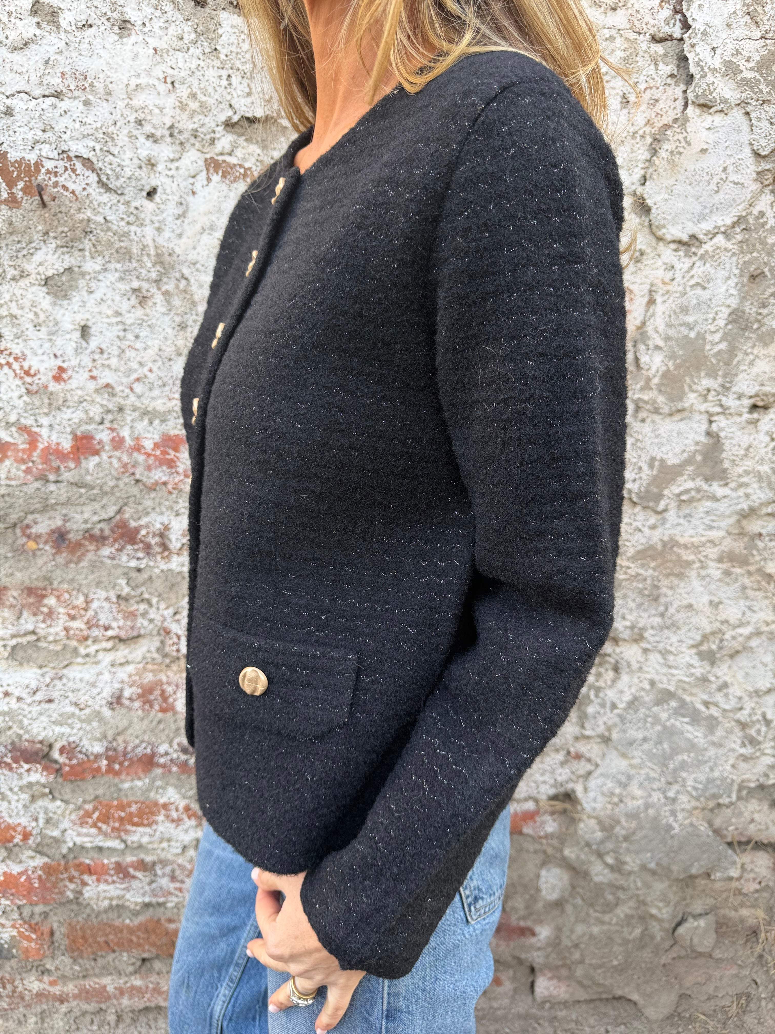 Chaqueta paño waves negra