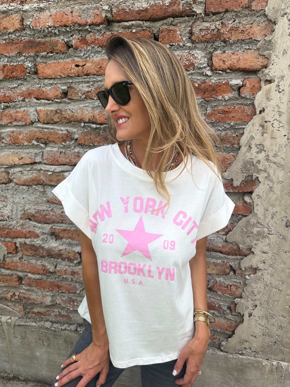 Polera new york blanca
