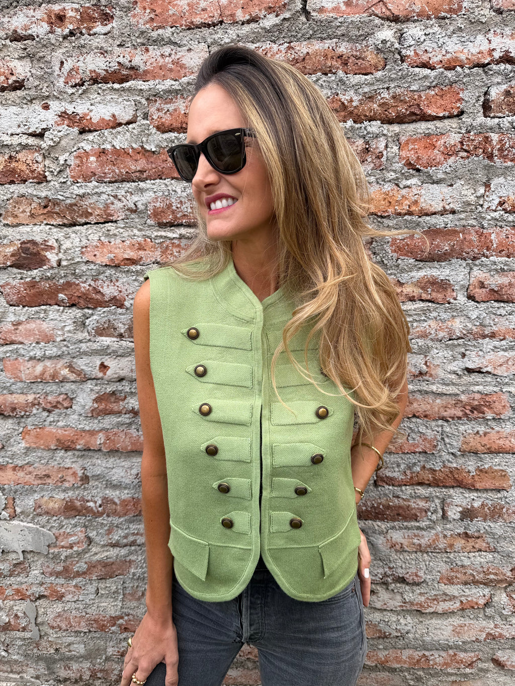 Chaqueta tejida napoleón verde