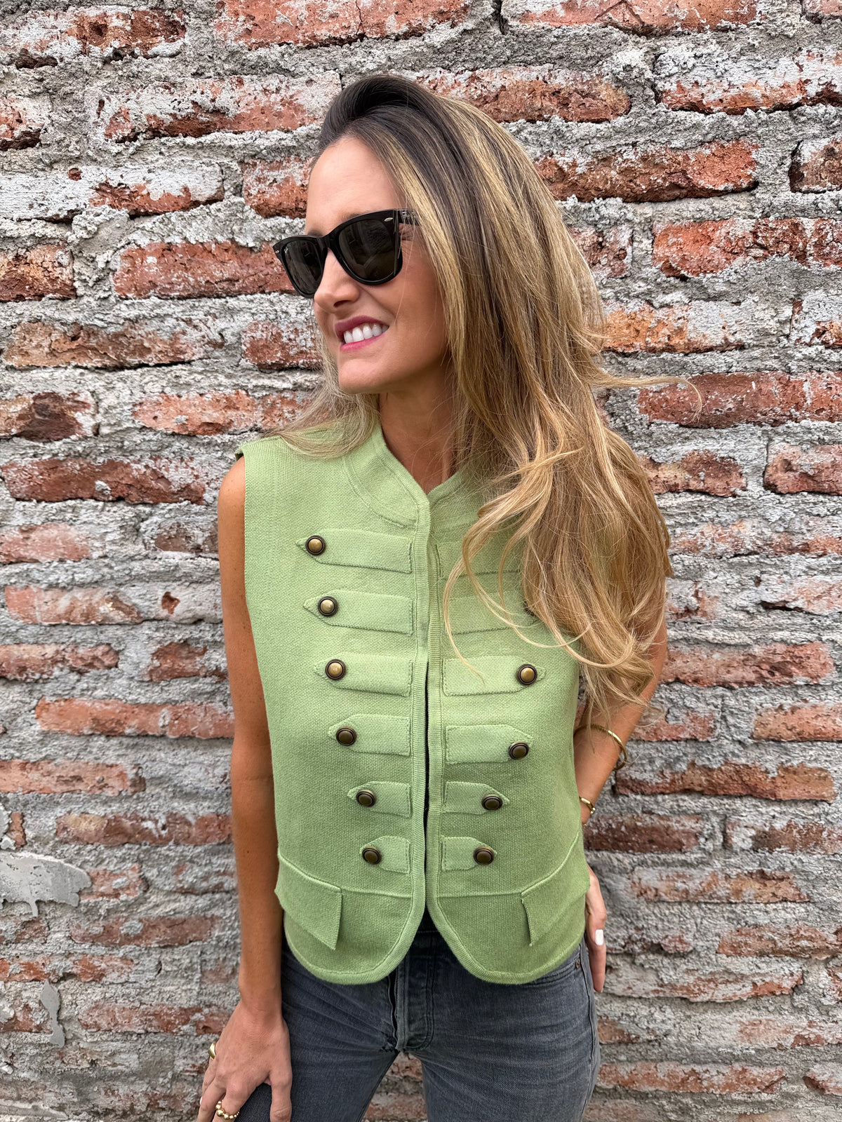 Chaqueta tejida napoleón verde