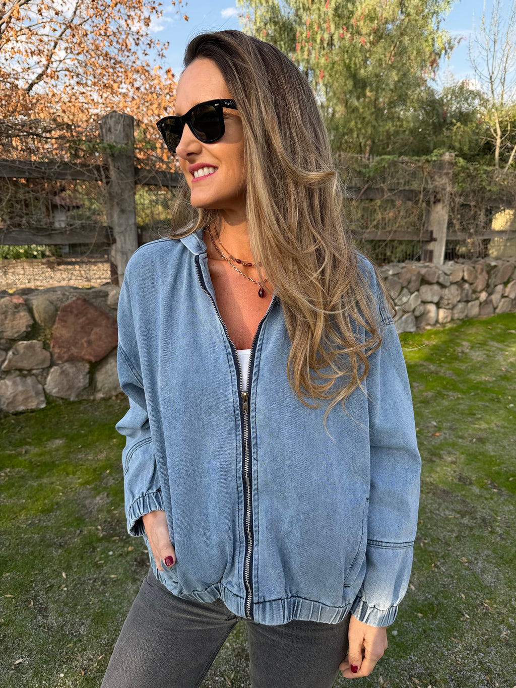 Bomber bluejean celeste