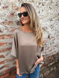 Blusón seda increíble taupe