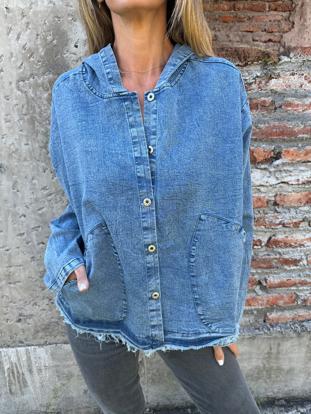 Chaqueta bluejean delgado azul