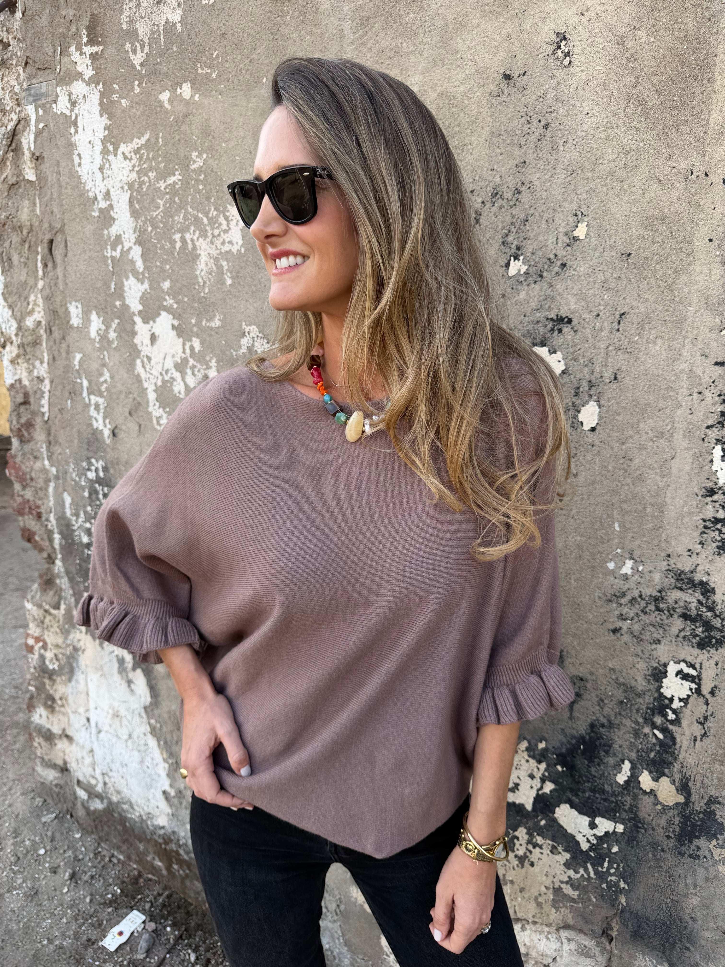 Chaleco polera vuelitos taupe