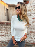 Polera básica cotton manga larga blanca