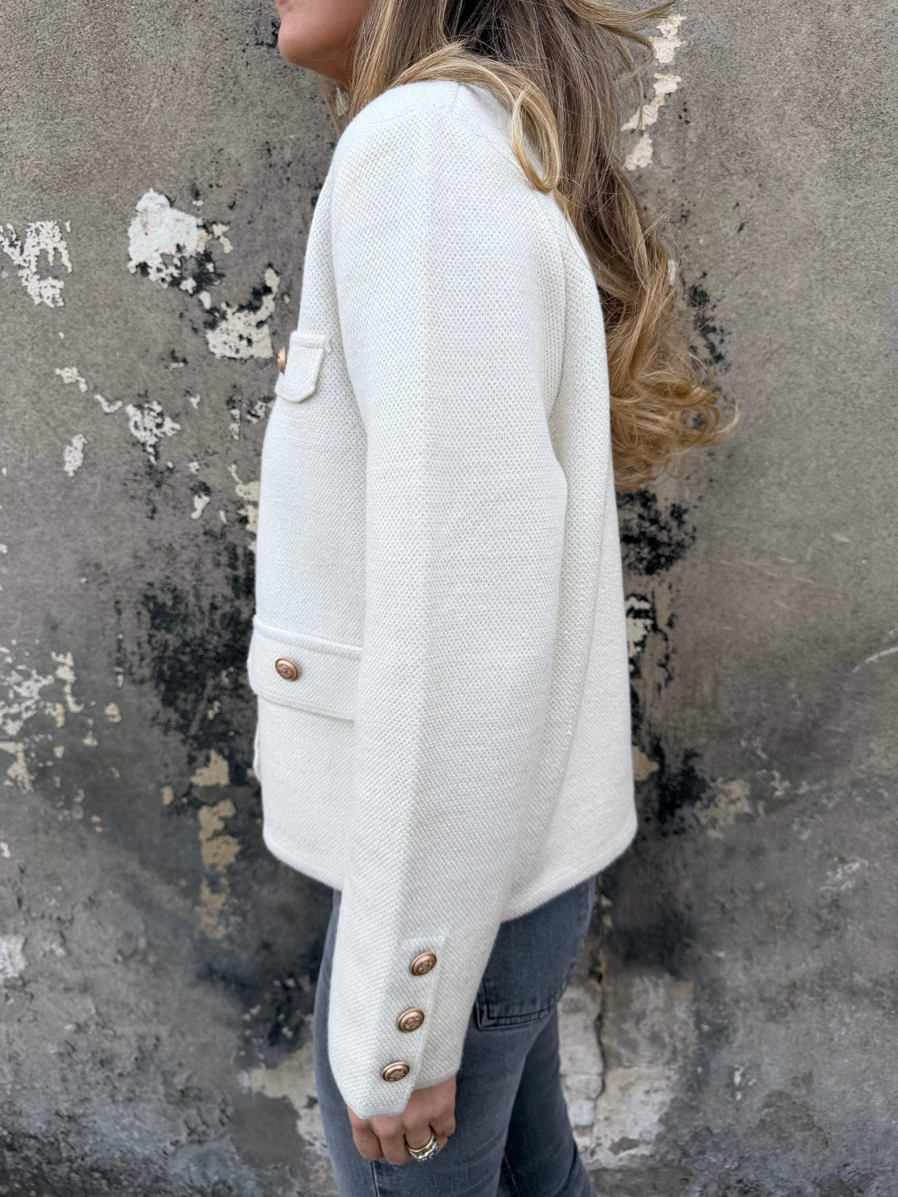 Chaqueta paño tejida marfil
