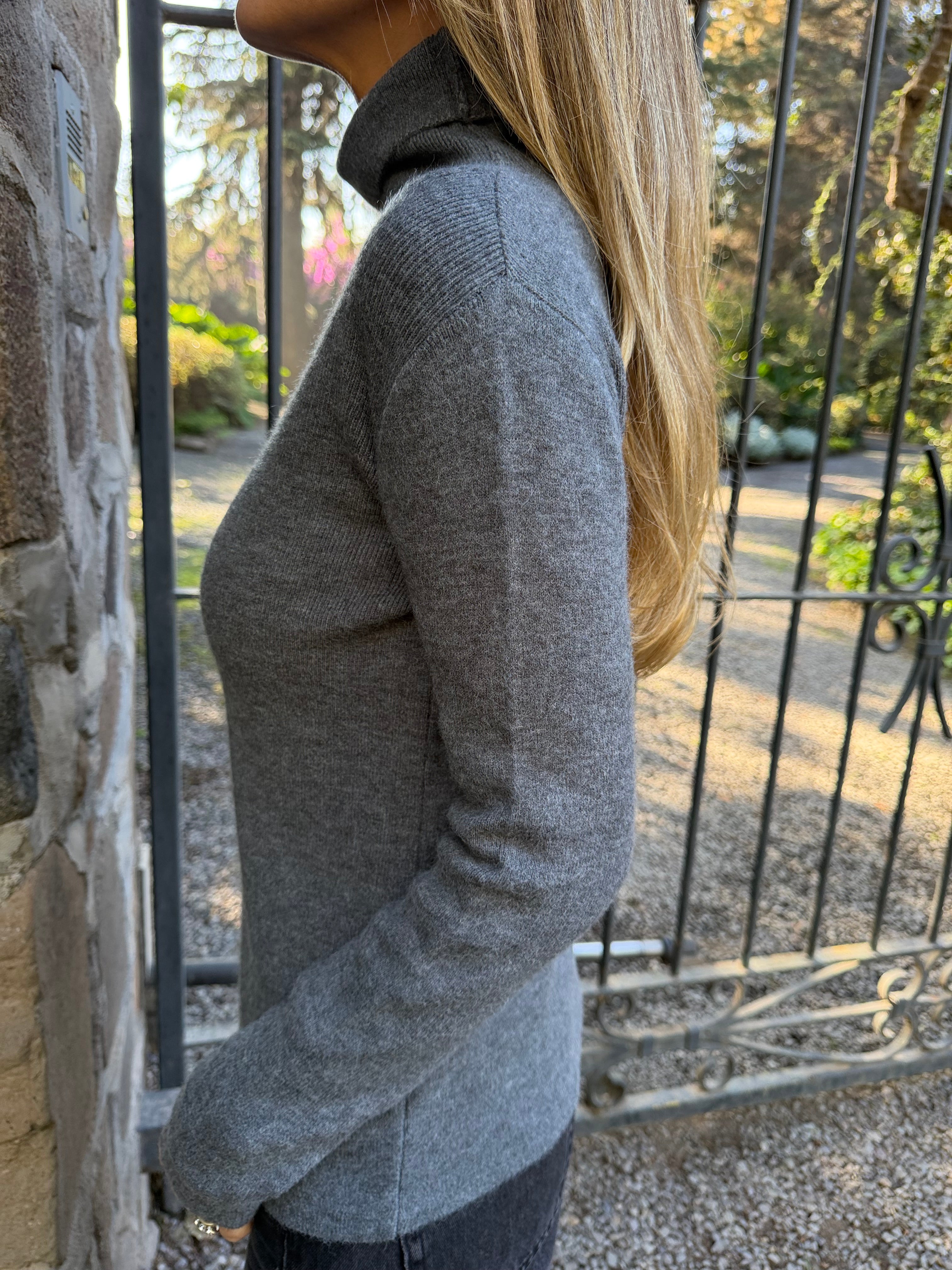 New cuello alto básico gris oscuro