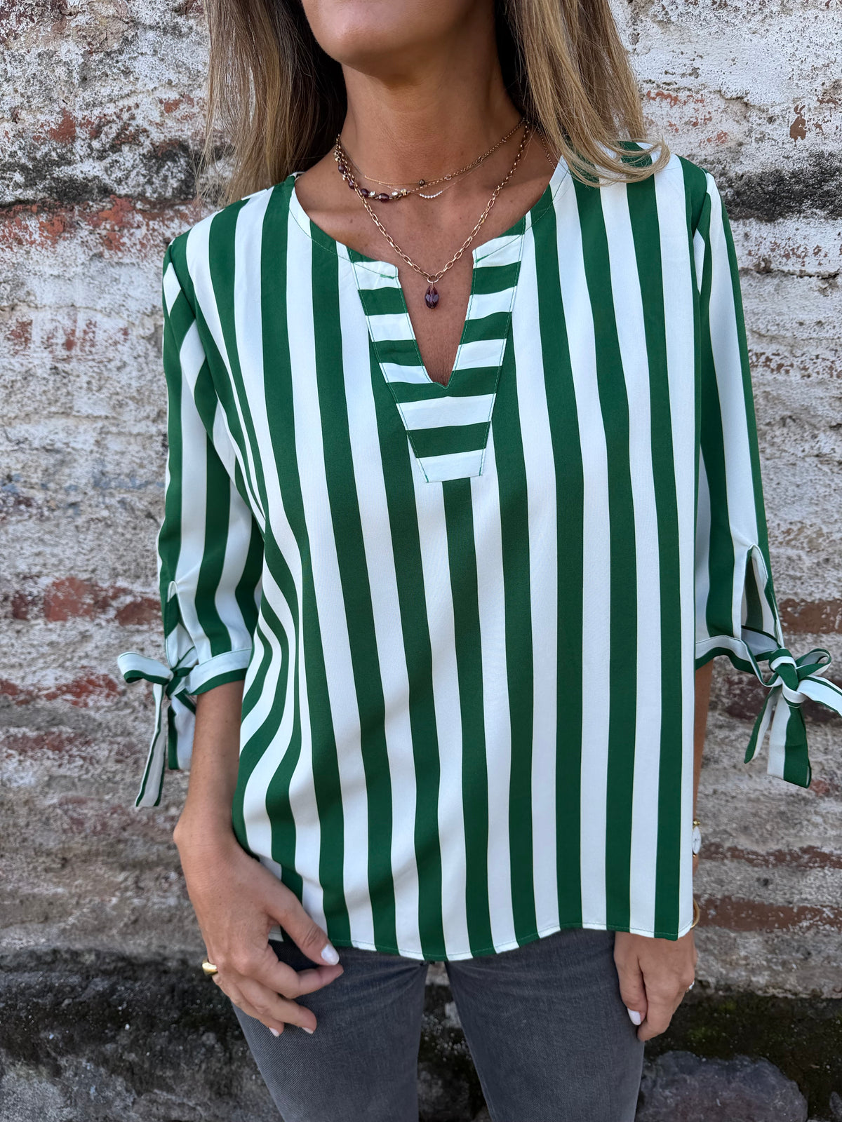 Blusa líneas verde
