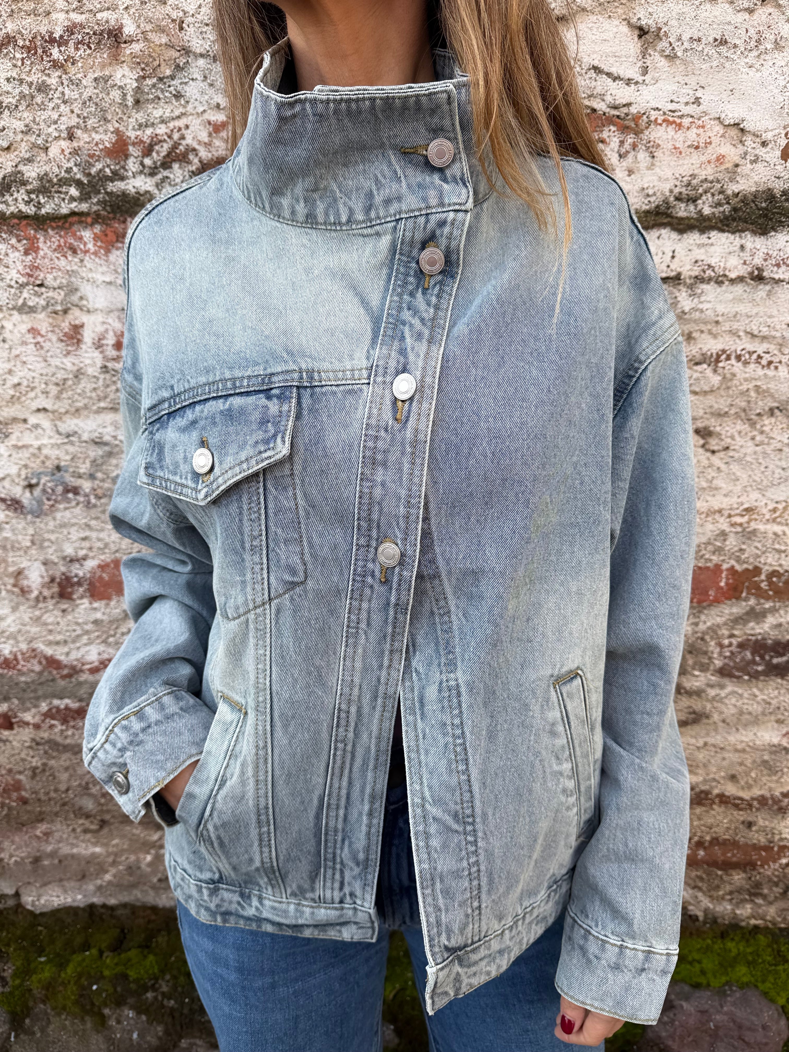 Chaqueta bluejean funnel celeste claro