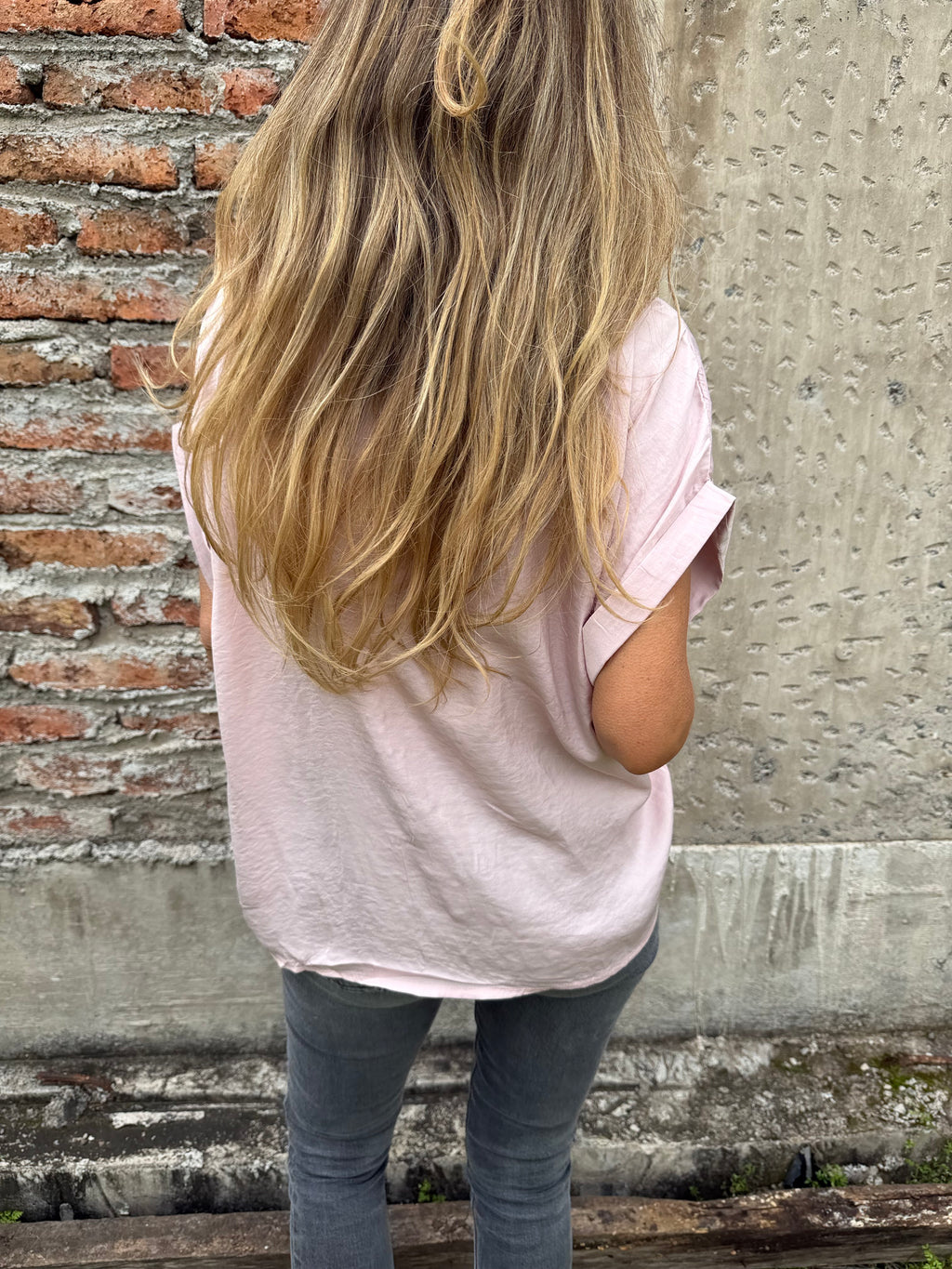 Blusa básica seda rosada