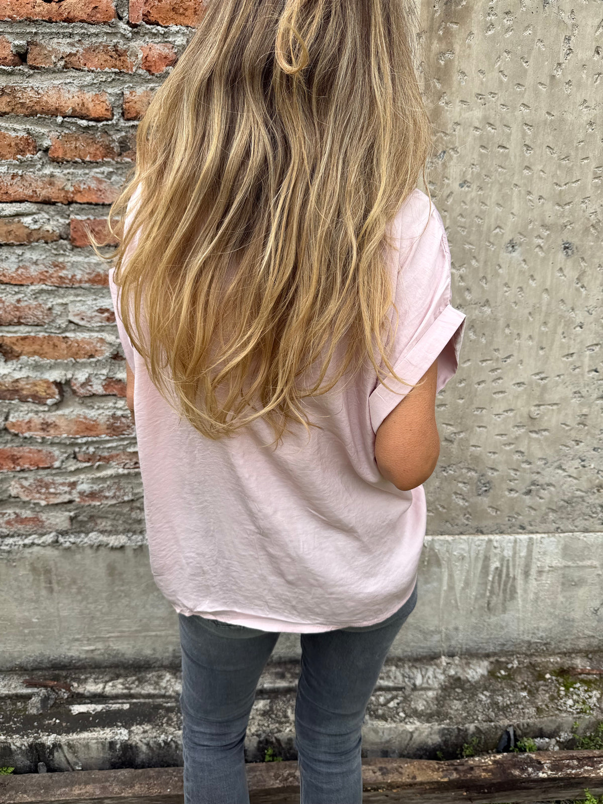 Blusa básica seda rosada