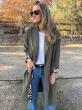 Trench cotelé fondo print verde musgo