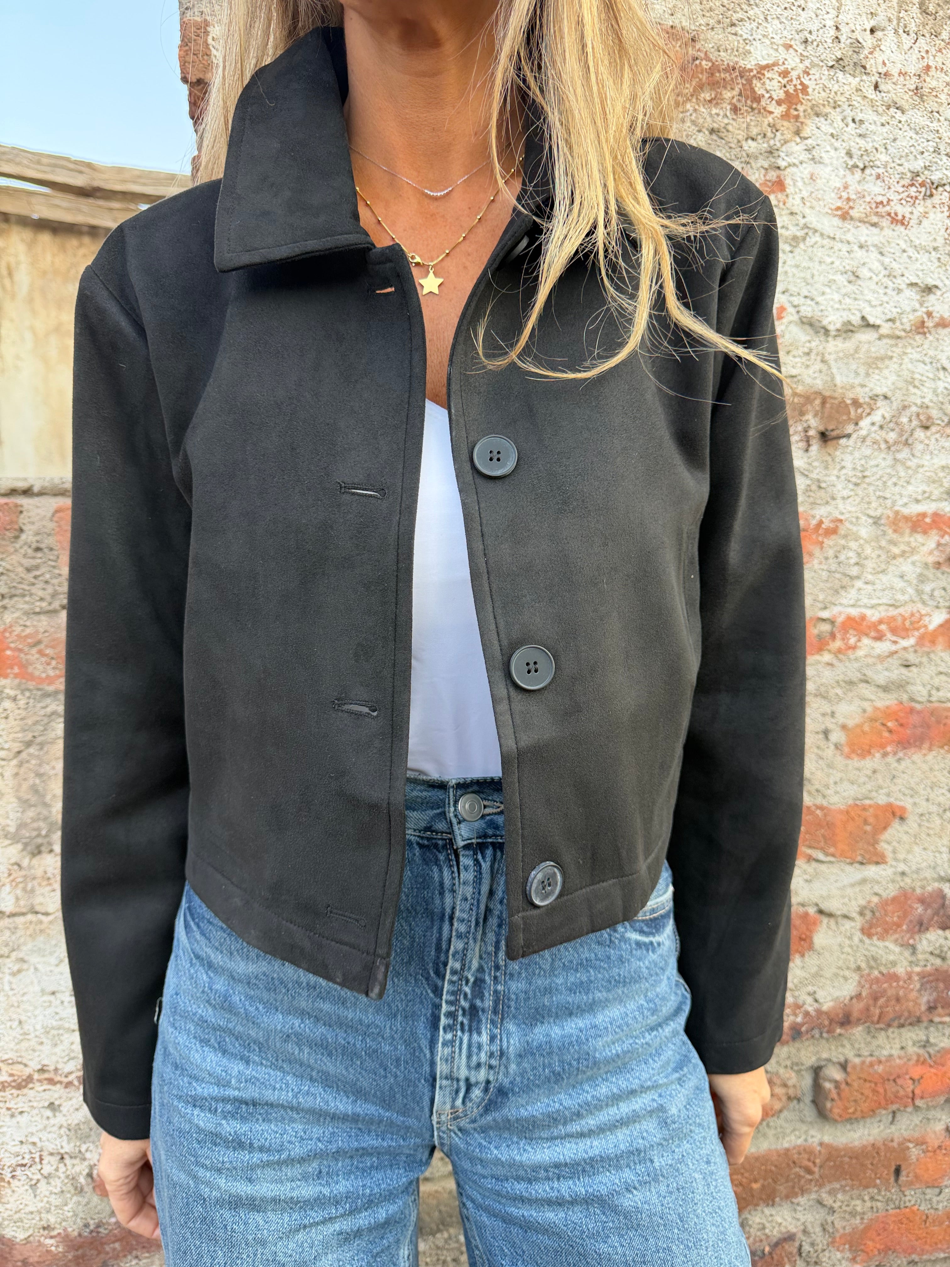 Chaqueta simple suede negra
