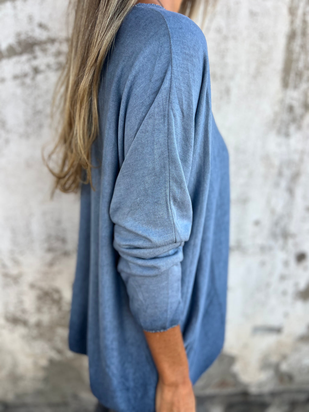 Polera hilo venecia azul piedra