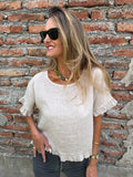 Blusa 100% lino vuelitos beige claro