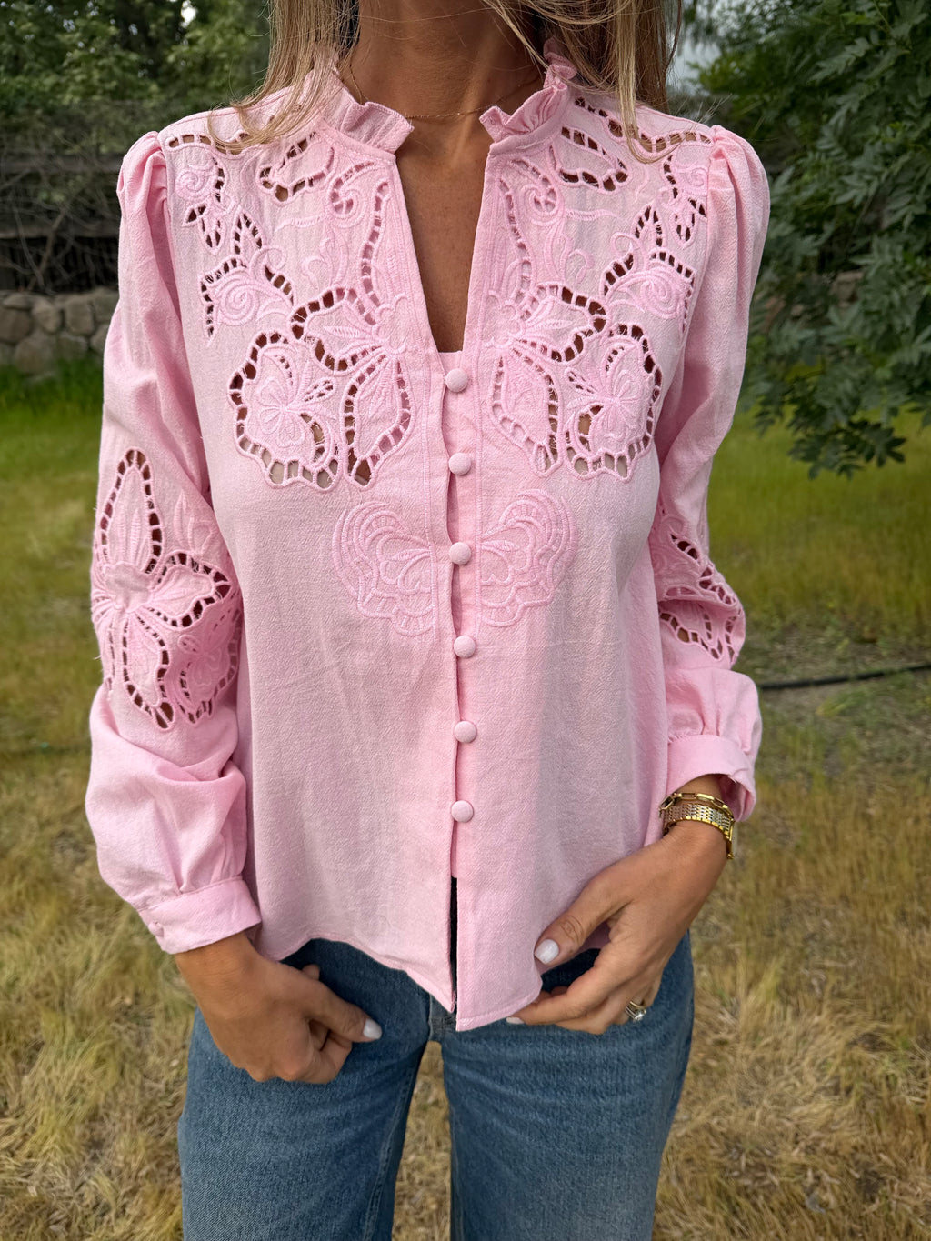 Blusa crespusculo rosada