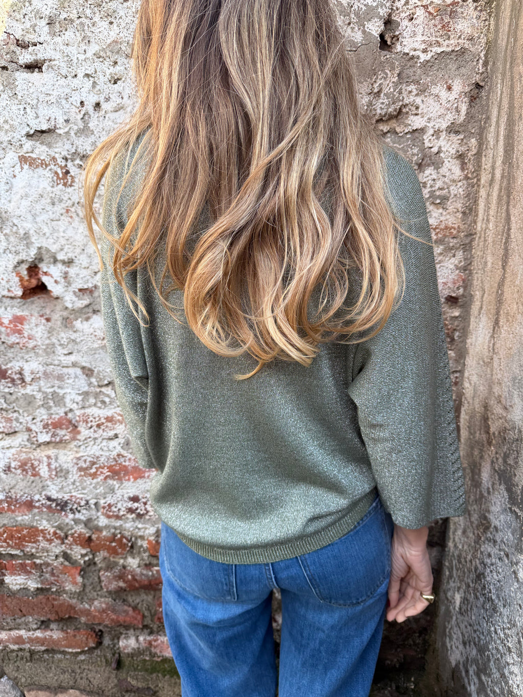 Chaleco diseños lurex verde musgo