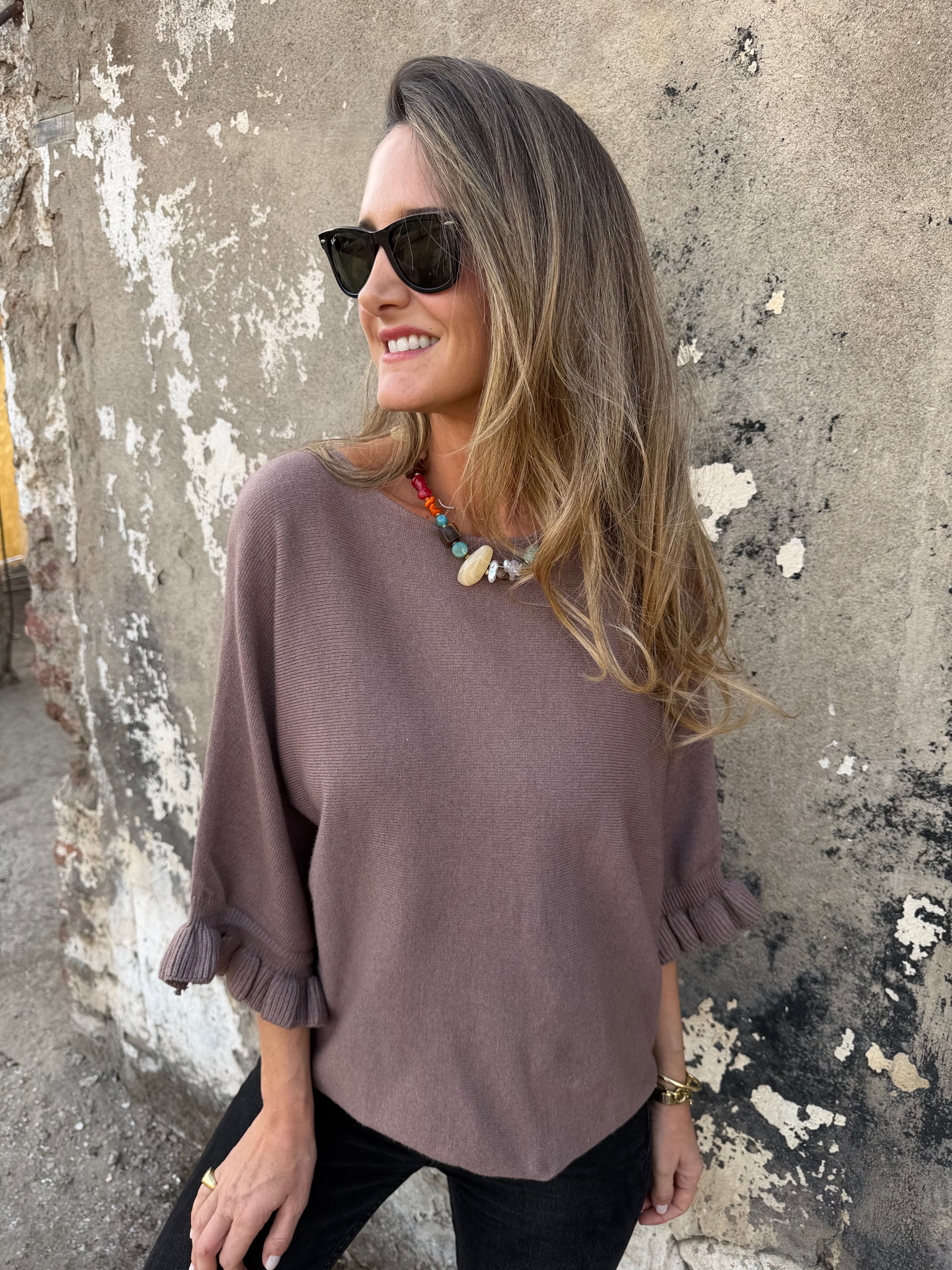 Chaleco polera vuelitos taupe