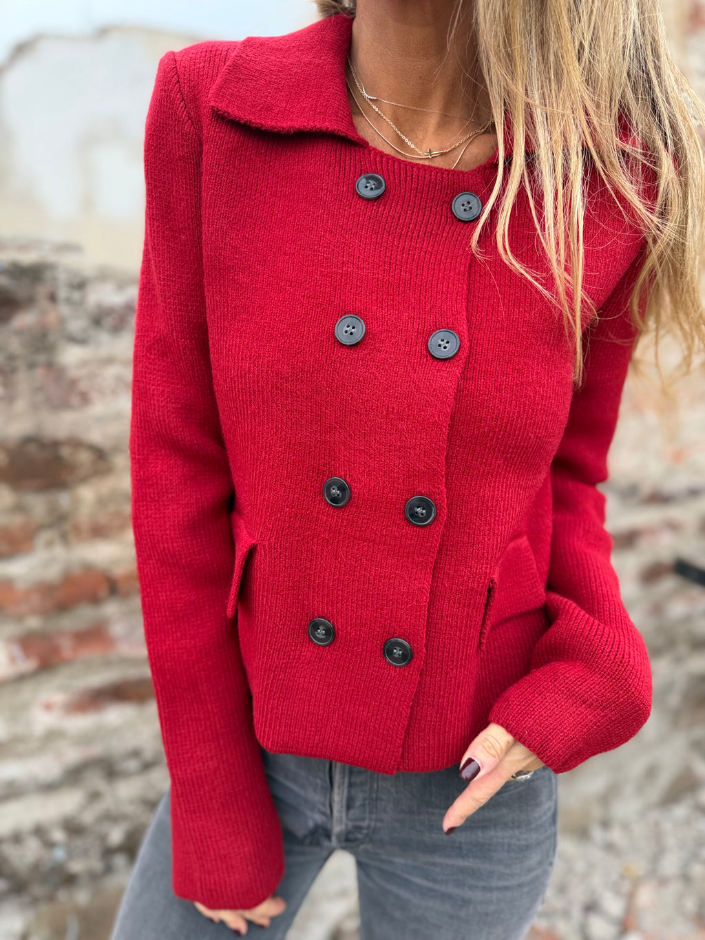 Chaleco tipo chaquetita rojo italiano