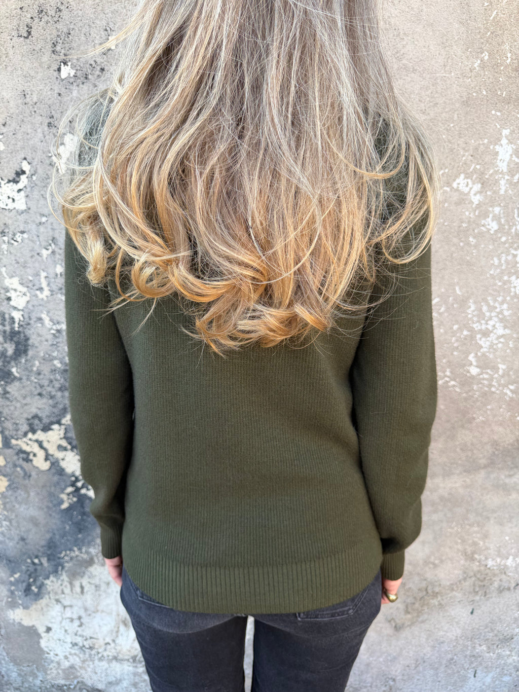 Chaleco cuello alto forrado verde oscuro