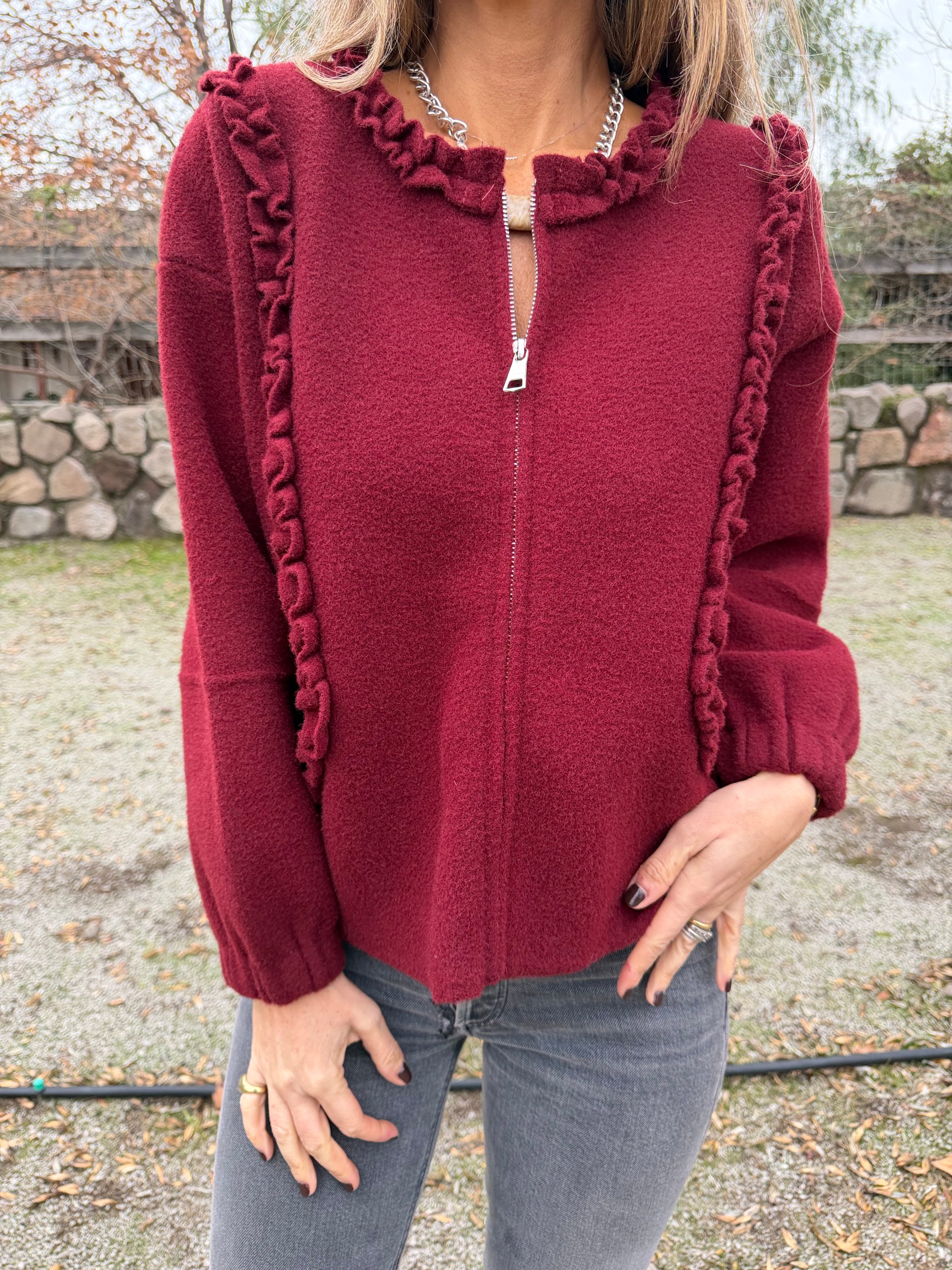 Chaquetita paño vuelitos rojo italiano
