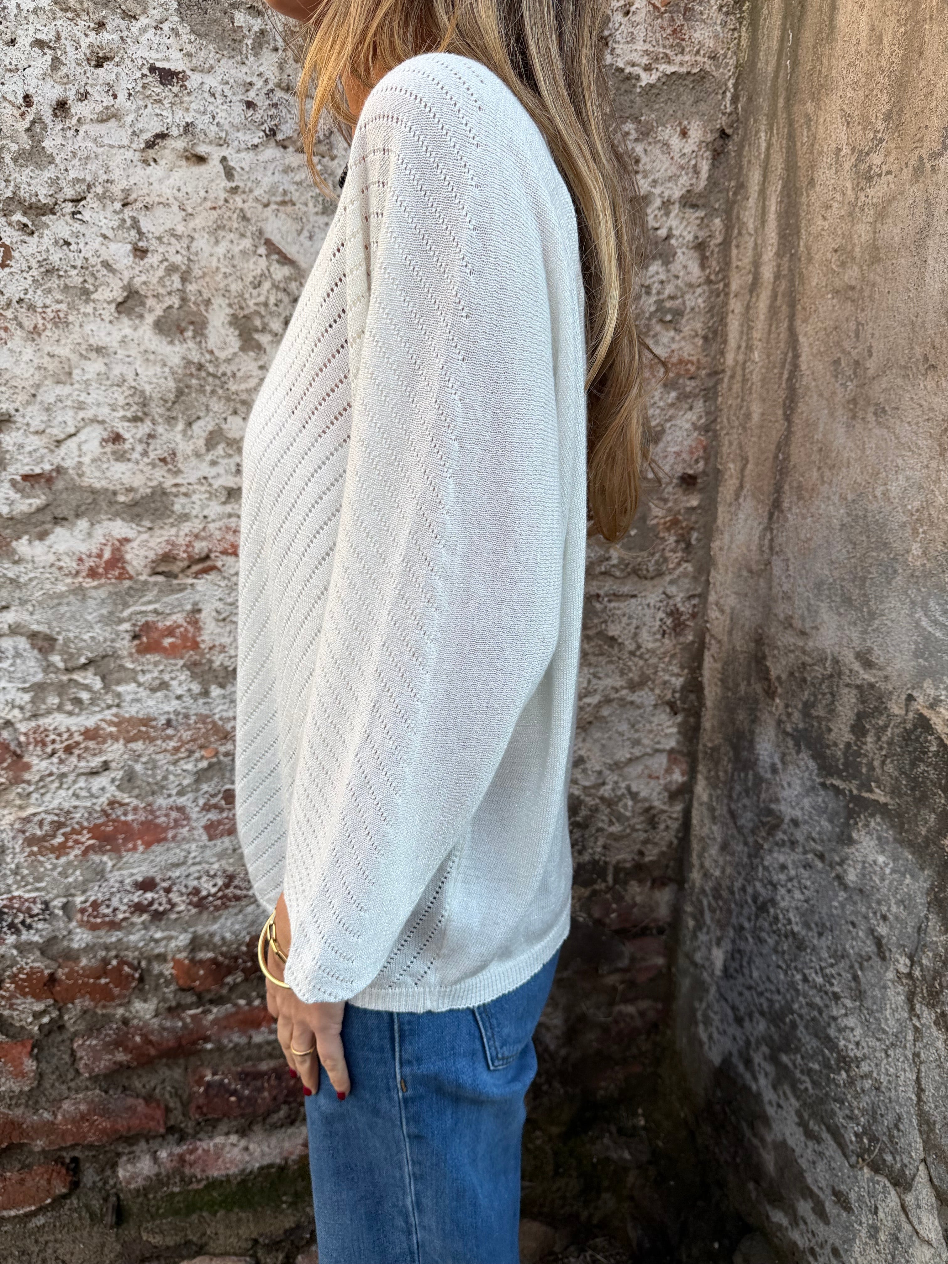 Chaleco diseños lurex crudo