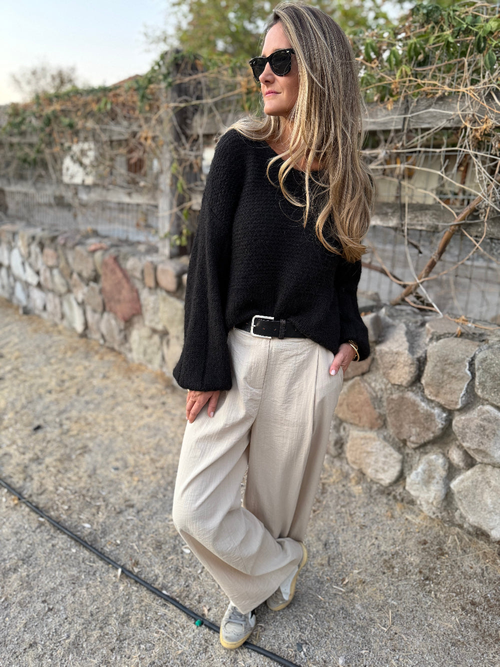 Pantalón sastre fluido marfil