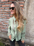 Blusa macramé central verde musgo