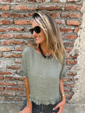 Blusa 100% lino vuelitos verde