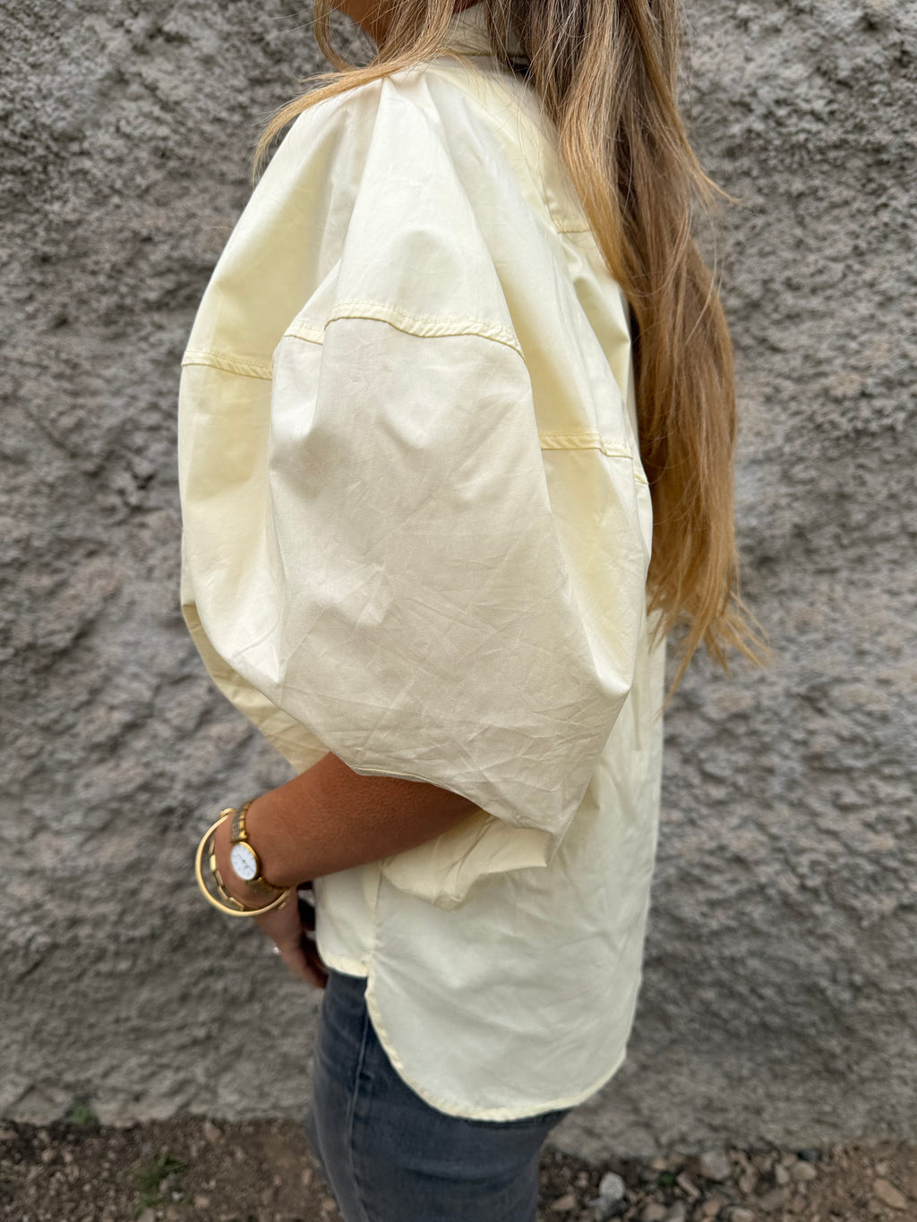 Blusa manga extra abullonadas amarilla claro