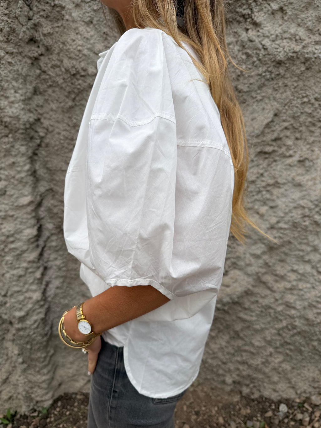 Blusa manga extra abullonadas blanca