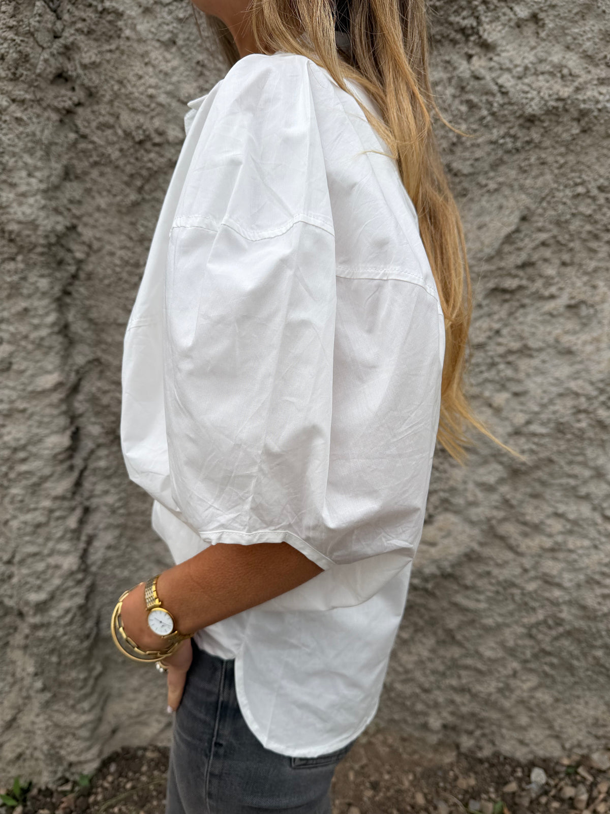 Blusa manga extra abullonadas blanca