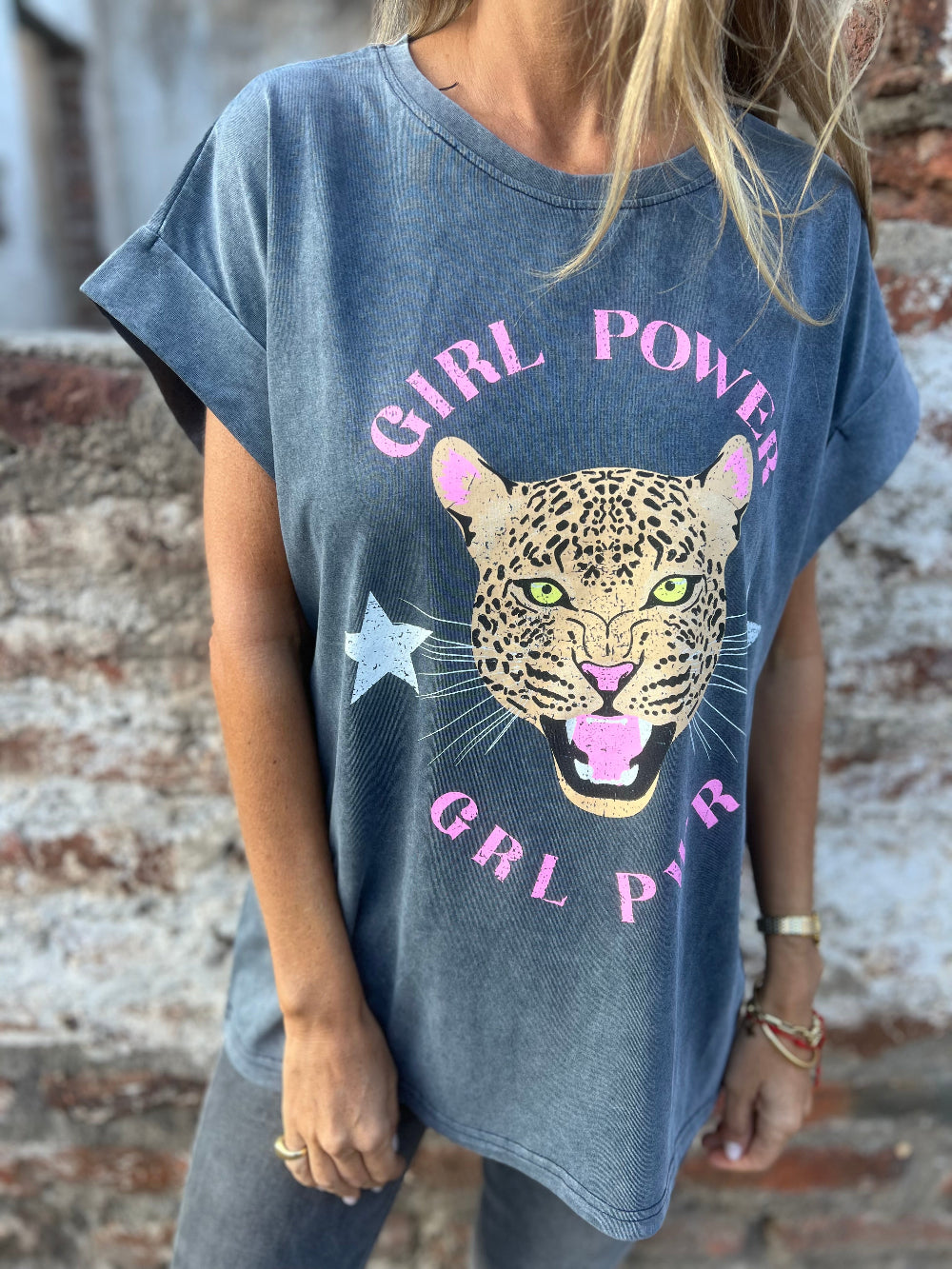 Polera tigre azul piedra
